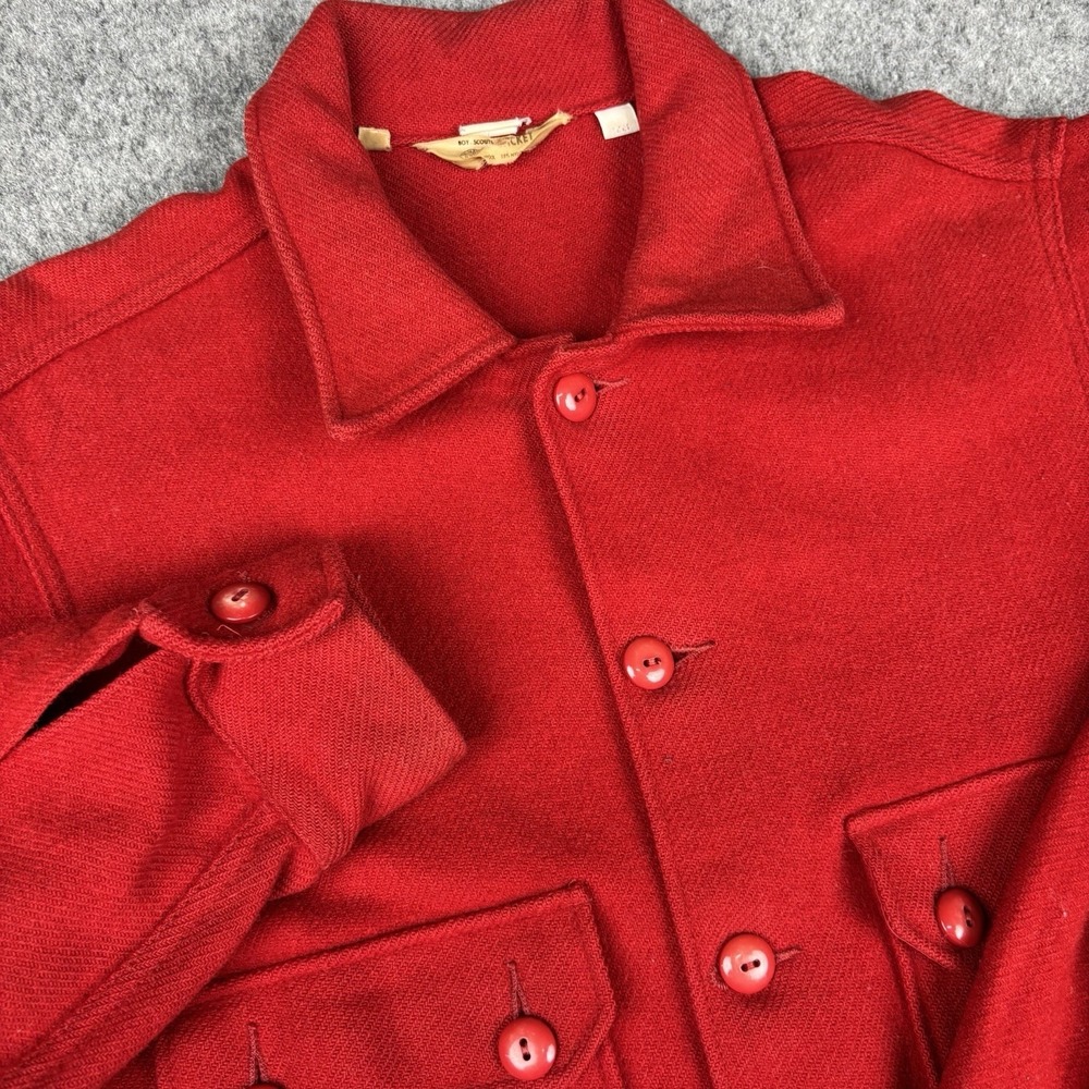 VTG Boy Scouts Of America Jacket Red Wool Button Front Official Uniform BSA EUC